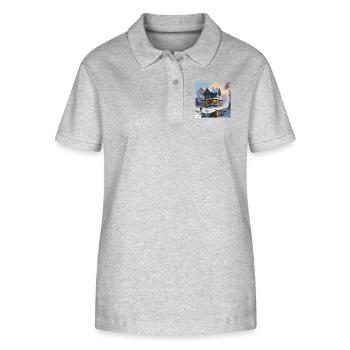 Ruhiges Winterhaus - Stanley/Stella Frauen Bio-Poloshirt ELLISER - Grau meliert - Vorne - Anna (173cm)