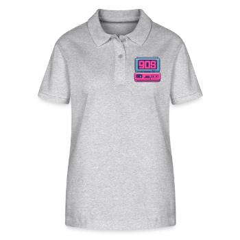 90s Radio Logo - Stanley/Stella Frauen Bio-Poloshirt ELLISER - Grau meliert - Vorne - Anna (173cm)