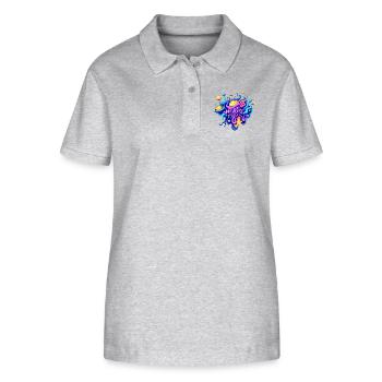 Glücklich - Stanley/Stella Frauen Bio-Poloshirt ELLISER - Grau meliert - Vorne - Anna (173cm)