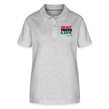Way - Truth - Life - Jesus Shirt (UK) - Stanley/Stella Frauen Bio-Poloshirt ELLISER - Grau meliert - Vorne - Anna (173cm)