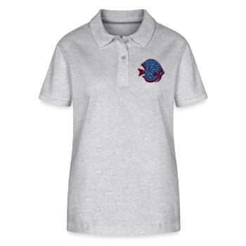 discus fish vektor - Stanley/Stella Women’s Organic Polo Shirt ELLISER - heather grey - Front - Anna (173cm)