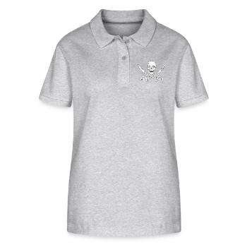 crâne de pirate - Polo bio ELLISER Stanley/Stella Femme - gris chiné - Devant - Anna (173cm)
