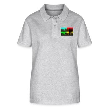 beach pop art - Stanley/Stella Women’s Organic Polo Shirt ELLISER - heather grey - Front - Anna (173cm)