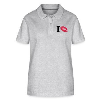 i love - Polo bio ELLISER Stanley/Stella Femme - gris chiné - Devant - Anna (173cm)