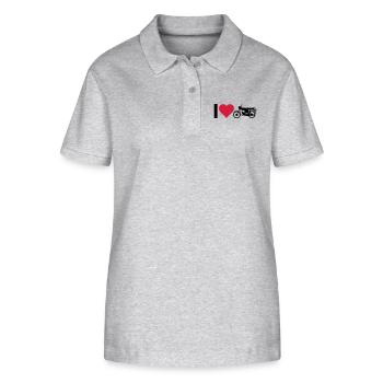Herz Moped - Stanley/Stella Frauen Bio-Poloshirt ELLISER - Grau meliert - Vorne - Anna (173cm)