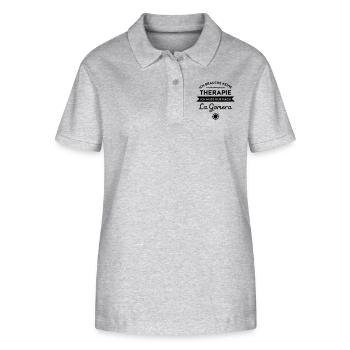 Therapie - La Gomera - Stanley/Stella Frauen Bio-Poloshirt ELLISER - Grau meliert - Vorne - Anna (173cm)