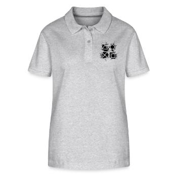 black drop X square triangle symbols controll - Stanley/Stella Women’s Organic Polo Shirt ELLISER - heather grey - Front - Anna (173cm)