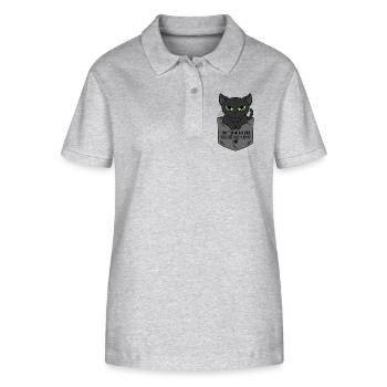 Black Cat Breast Pocket I Bring No Bad Luck - Stanley/Stella Women’s Organic Polo Shirt ELLISER - heather grey - Front - Anna (173cm)