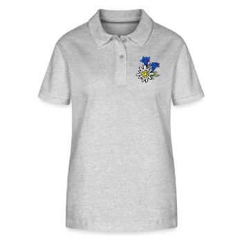 edelweiss_mit_enzian - Stanley/Stella Frauen Bio-Poloshirt ELLISER - Grau meliert - Vorne - Anna (173cm)