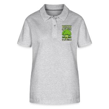 La mort dans mon métal mais pas dans mes repas - Vegan - Polo bio ELLISER Stanley/Stella Femme - gris chiné - Devant - Anna (173cm)