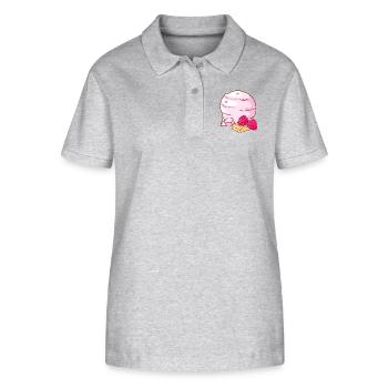 Himbeer Eis Speiseeis Eiskrem Eiscreme Kugeleis - Stanley/Stella Frauen Bio-Poloshirt ELLISER - Grau meliert - Vorne - Anna (173cm)