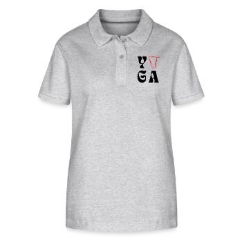 Yoga loves Namibia - Stanley/Stella Frauen Bio-Poloshirt ELLISER - Grau meliert - Vorne - Anna (173cm)