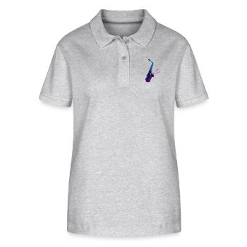 saxophone - Polo bio ELLISER Stanley/Stella Femme - gris chiné - Devant - Anna (173cm)