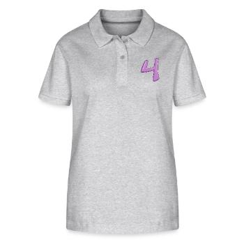 Nummer 4 Zahl Ziffer - Stanley/Stella Frauen Bio-Poloshirt ELLISER - Grau meliert - Vorne - Anna (173cm)