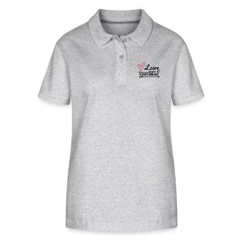 Love your self - Polo bio ELLISER Stanley/Stella Femme - gris chiné - Devant - Anna (173cm)