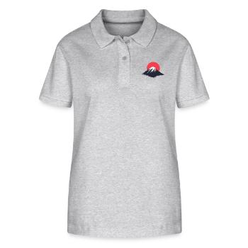 Mountain Drawing, Mountain Logo, Sun - Stanley/Stella Women’s Organic Polo Shirt ELLISER - heather grey - Front - Anna (173cm)
