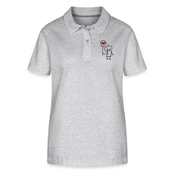 Verliebter Roboter mit Herz - Stanley/Stella Frauen Bio-Poloshirt ELLISER - Grau meliert - Vorne - Anna (173cm)