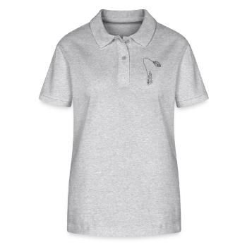 Coquelicot 29 fleur de pavot fleur - Polo bio ELLISER Stanley/Stella Femme - gris chiné - Devant - Anna (173cm)
