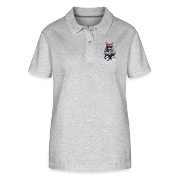 Chat cool - Polo bio ELLISER Stanley/Stella Femme - gris chiné - Devant - Anna (173cm)