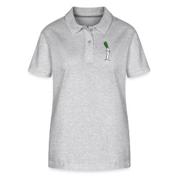 poireau - Polo bio ELLISER Stanley/Stella Femme - gris chiné - Devant - Anna (173cm)