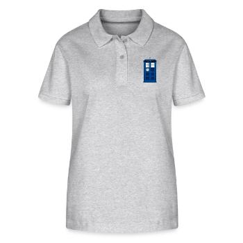 Police box tardis - Polo bio ELLISER Stanley/Stella Femme - gris chiné - Devant - Anna (173cm)
