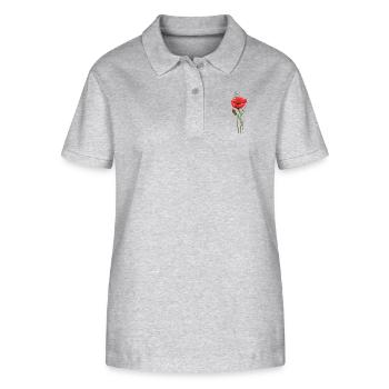 Blumen - Stanley/Stella Frauen Bio-Poloshirt ELLISER - Grau meliert - Vorne - Anna (173cm)
