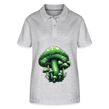 Pilz / Mushroom / Wiese / Wald / Goa / Psy - Stanley/Stella Frauen Bio-Poloshirt ELLISER - Grau meliert - Vorne - Anna (173cm)