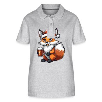 Fuchs Weihnachten Bier Lustig - Stanley/Stella Frauen Bio-Poloshirt ELLISER - Grau meliert - Vorne - Anna (173cm)