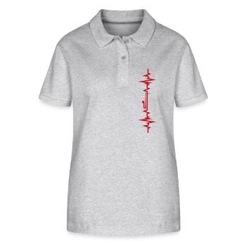 Saxophon Herzschlag Saxophonist Geschenk - Stanley/Stella Frauen Bio-Poloshirt ELLISER - Grau meliert - Vorne - Anna (173cm)