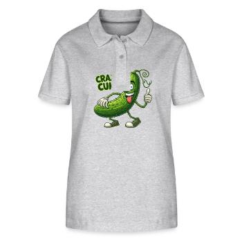 Crazy Veggies: Spiky Hairy Cuke Thumbs Up - Stanley/Stella Frauen Bio-Poloshirt ELLISER - Grau meliert - Vorne - Anna (173cm)