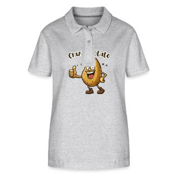 Crazy Veggies: Potato thumbs up - Stanley/Stella Frauen Bio-Poloshirt ELLISER - Grau meliert - Vorne - Anna (173cm)