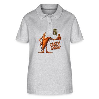 Crazy Veggies: Carrot Thumbs Up - Stanley/Stella Frauen Bio-Poloshirt ELLISER - Grau meliert - Vorne - Anna (173cm)