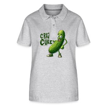 Crazy Veggies: Spiky Cuke Thumbs Up - Stanley/Stella Frauen Bio-Poloshirt ELLISER - Grau meliert - Vorne - Anna (173cm)