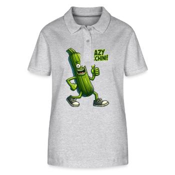 Crazy Veggies: Zucchini Thumbs Up - Stanley/Stella Frauen Bio-Poloshirt ELLISER - Grau meliert - Vorne - Anna (173cm)