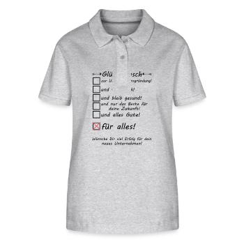 Unternehmensgründung Firma gründen Glückwunsch - Stanley/Stella Frauen Bio-Poloshirt ELLISER - Grau meliert - Vorne - Anna (173cm)
