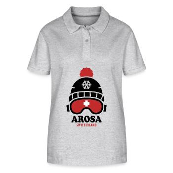 Skigebiet Arosa Schweiz Alpen - Stanley/Stella Frauen Bio-Poloshirt ELLISER - Grau meliert - Vorne - Anna (173cm)