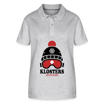 Skigebiet Klosters, Schweiz, Alpen - Stanley/Stella Frauen Bio-Poloshirt ELLISER - Grau meliert - Vorne - Anna (173cm)