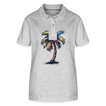Palm Tree Beach - Stanley/Stella Women’s Organic Polo Shirt ELLISER - heather grey - Front - Anna (173cm)
