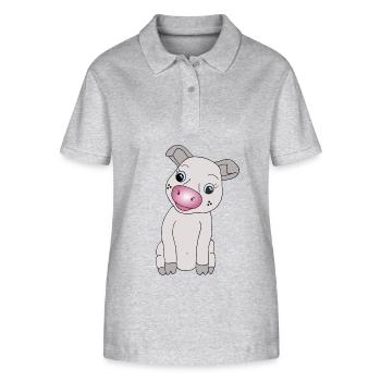 Süßes Schweinchen - Stanley/Stella Frauen Bio-Poloshirt ELLISER - Grau meliert - Vorne - Anna (173cm)