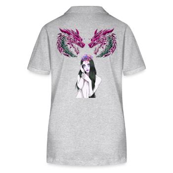 Girl Woman Dragon Fantasy Fable Mythical Creature - Stanley/Stella Women’s Organic Polo Shirt ELLISER - heather grey - Back - Anna (173cm)