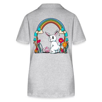Osterhase Ostereier Regenbogen Kind Kinder Hase - Stanley/Stella Frauen Bio-Poloshirt ELLISER - Grau meliert - Hinten - Anna (173cm)