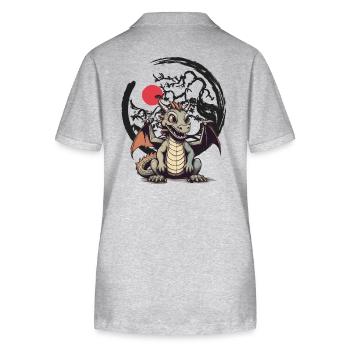 Dragon Dragon Child Kids Fairy Tale - Stanley/Stella Women’s Organic Polo Shirt ELLISER - heather grey - Back - Anna (173cm)