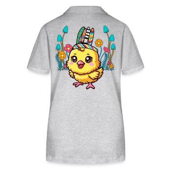 Chicken Chick Easter Chickens Child Kids Baby - Stanley/Stella Women’s Organic Polo Shirt ELLISER - heather grey - Back - Anna (173cm)