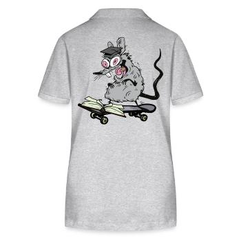 Ratte Gelehrter Student Schüler Skater skaten - Stanley/Stella Frauen Bio-Poloshirt ELLISER - Grau meliert - Hinten - Anna (173cm)