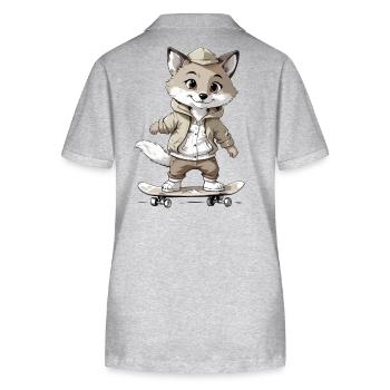 kleiner Fuchs Skateboarder Skateboard - Stanley/Stella Frauen Bio-Poloshirt ELLISER - Grau meliert - Hinten - Anna (173cm)