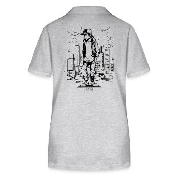 Style urbain : hip-hop - Polo bio ELLISER Stanley/Stella Femme - gris chiné - Dos - Anna (173cm)