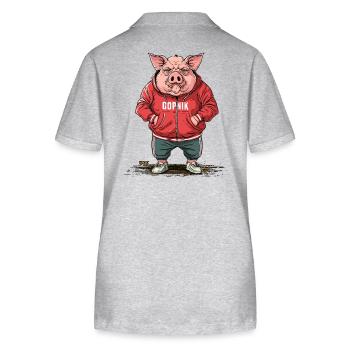 Large Slavic Gopnik Pig - Stanley/Stella Women’s Organic Polo Shirt ELLISER - heather grey - Back - Anna (173cm)
