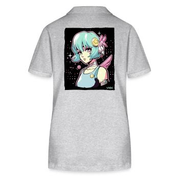Coole Anime Sci-Fi-Cyborg-Mädchen - Stanley/Stella Frauen Bio-Poloshirt ELLISER - Grau meliert - Hinten - Anna (173cm)