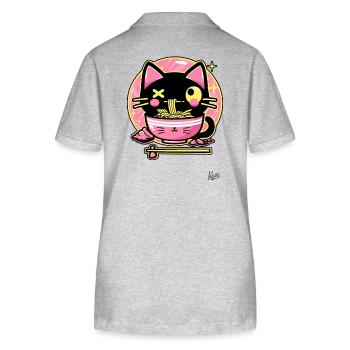 Super Funny Cute Crazy Ramen Cat - Stanley/Stella Women’s Organic Polo Shirt ELLISER - heather grey - Back - Anna (173cm)