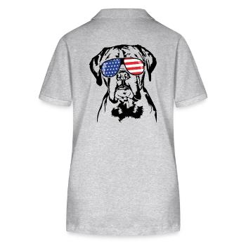 Boxer US Amérique Drapeau Chiens Chien Wilsigns - Polo bio ELLISER Stanley/Stella Femme - gris chiné - Dos - Anna (173cm)